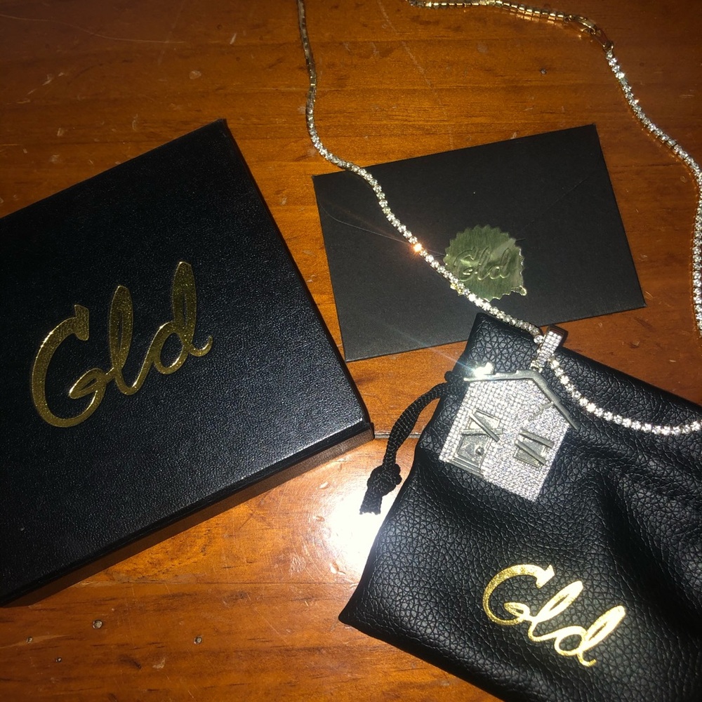 GLD Tennis 18” necklace with house pendant
